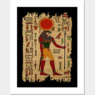 Egyptian Re-Horakhty  - Ra-Horakht  Ornament on papyrus Posters and Art